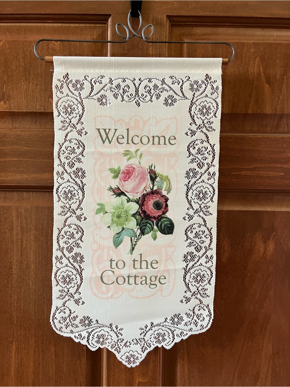 Heritage Lace Wall Hanging Lace Decor Welcome to the Cottage in Ecru